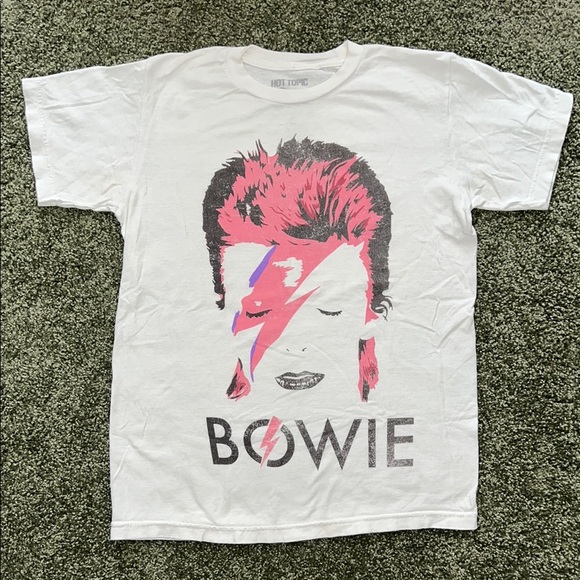 Hot Topic David Bowie Rock T-Shirt Medium White Graphic Tee 100% Cotton - Picture 1 of 4